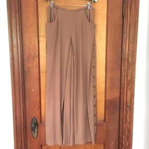 Side-Button Palazzo Pants